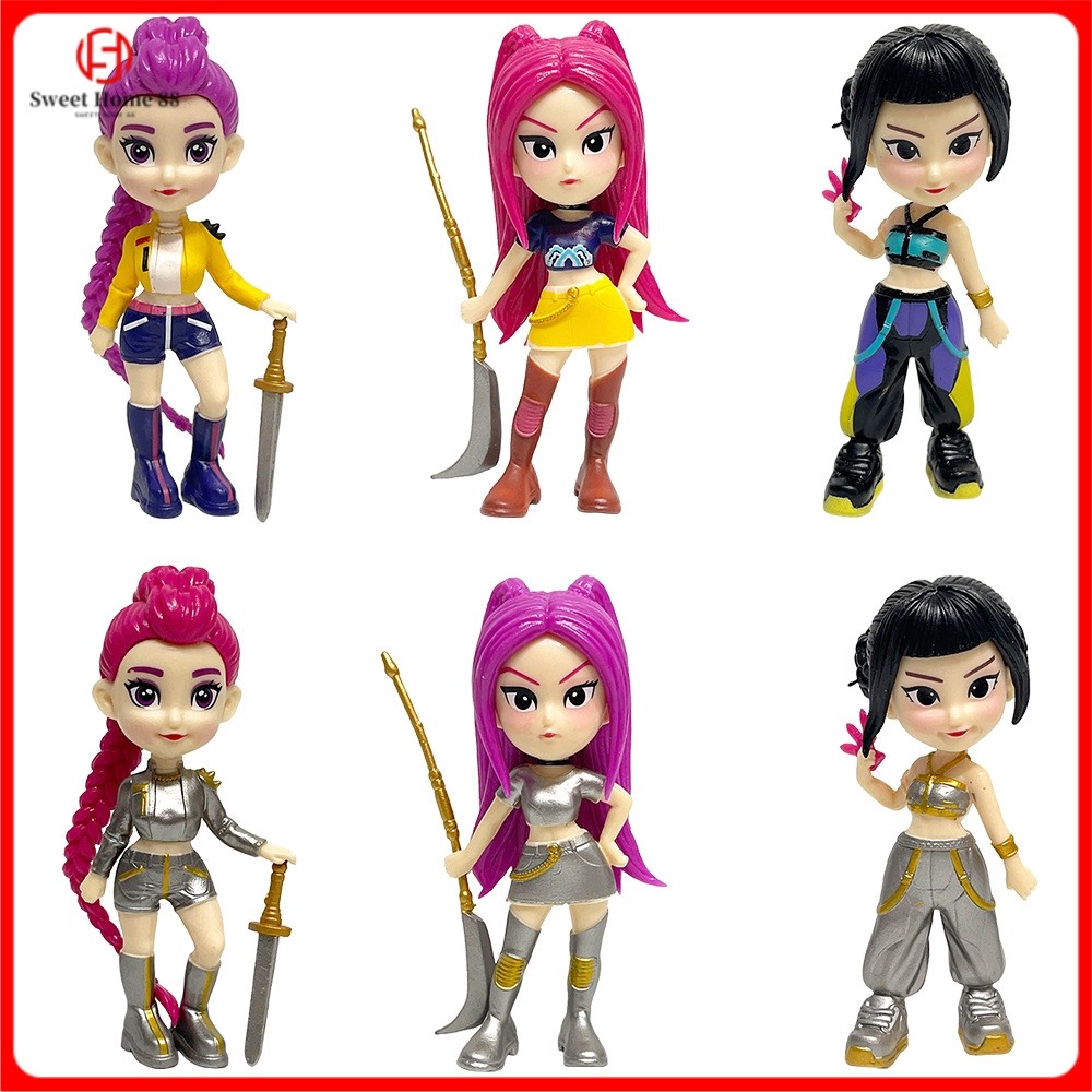 6Pcs KPop Demon Hunters Action Figure Mira Rumi Zoey HUNTR/X Demon Hunters Blind Box Model Collections Toys