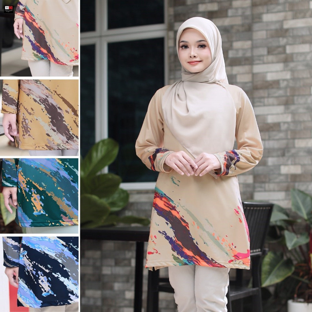 [HOT ITEM] T shirt Jersey Muslimah Microfibre Humaira Design Erina (Size S-5XL) Women A Cut