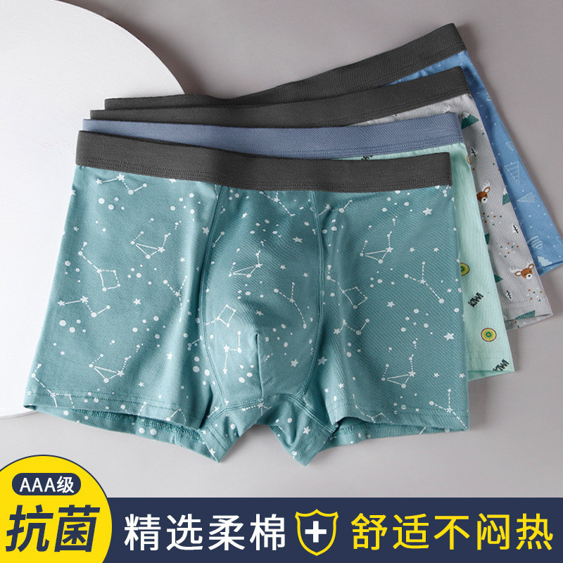 Men Underwear Men's Underwear/Men's Underwear/ins Style Printed Men's Underwear Fashion U-Convex Student Boxer Briefs Teenagers Developmental Teen Men's Underwear 12.04