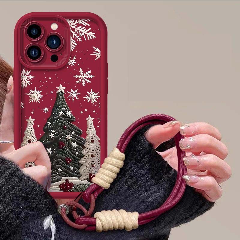 Wine Red Christmas Tree Phone Case For Infinix ITEL RS4 A70 80 90 P55 5G Smart 6 7 Note 40s TECNO Pova 6 7 Pro SPARK 40c 20 30 PRO PLUS Zoro 30 Casing Soft Silicone Matte Cover