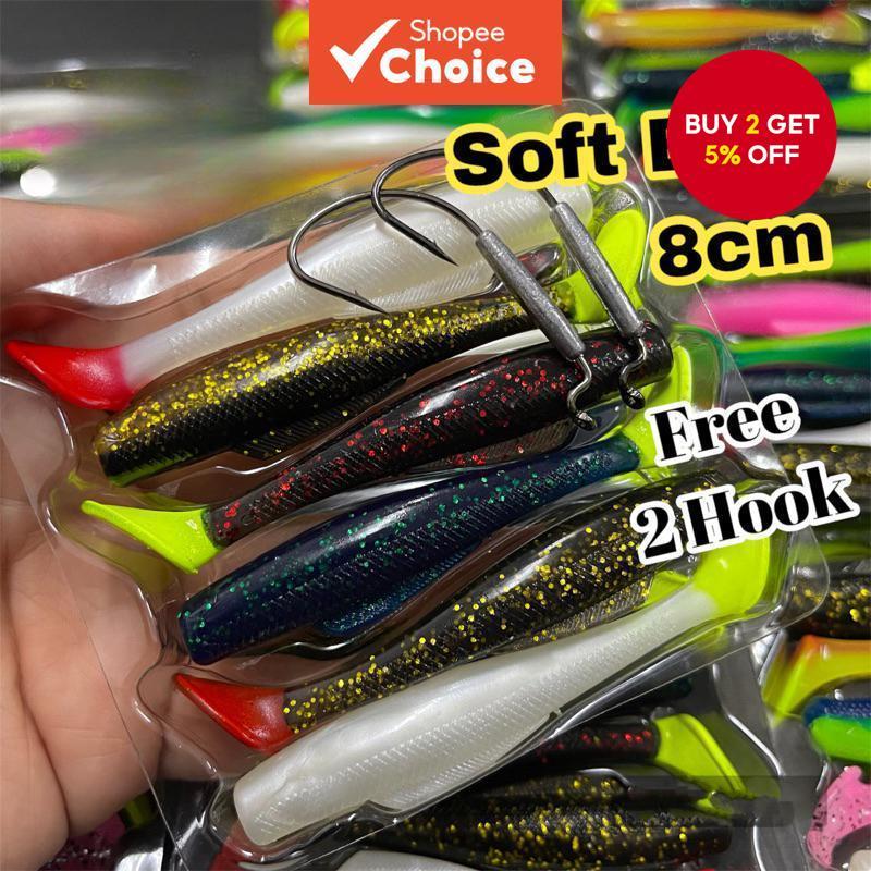 8CM Floating T-tail Soft Bait, High Elasticity, Bite Resistance And Quiet - 6 Pack, Suitable For Freshwater And Saltwater