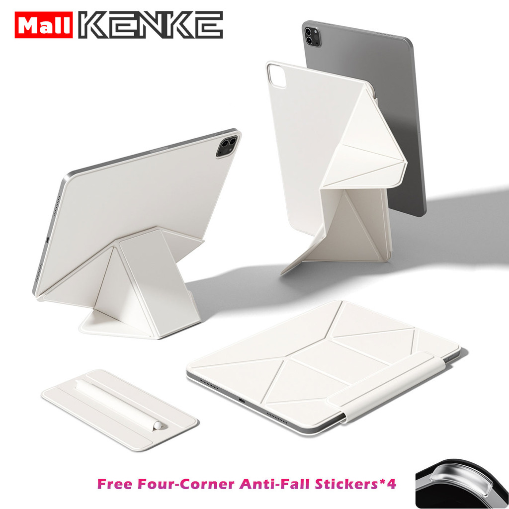 [Free Four-Corner Anti-Fall Stickers] KENKE iPad Tablet Slim Case Magnetic Cover For iPad Air Pro 11 inch 13" 2025 M5 pro 12.9 gen 10th case 11th gen A16 Case Air 4 5 6 7 M2/M3/M4 Mini 6 mini7 A17 Pro Multi-angle Folding，With pencil storage bag