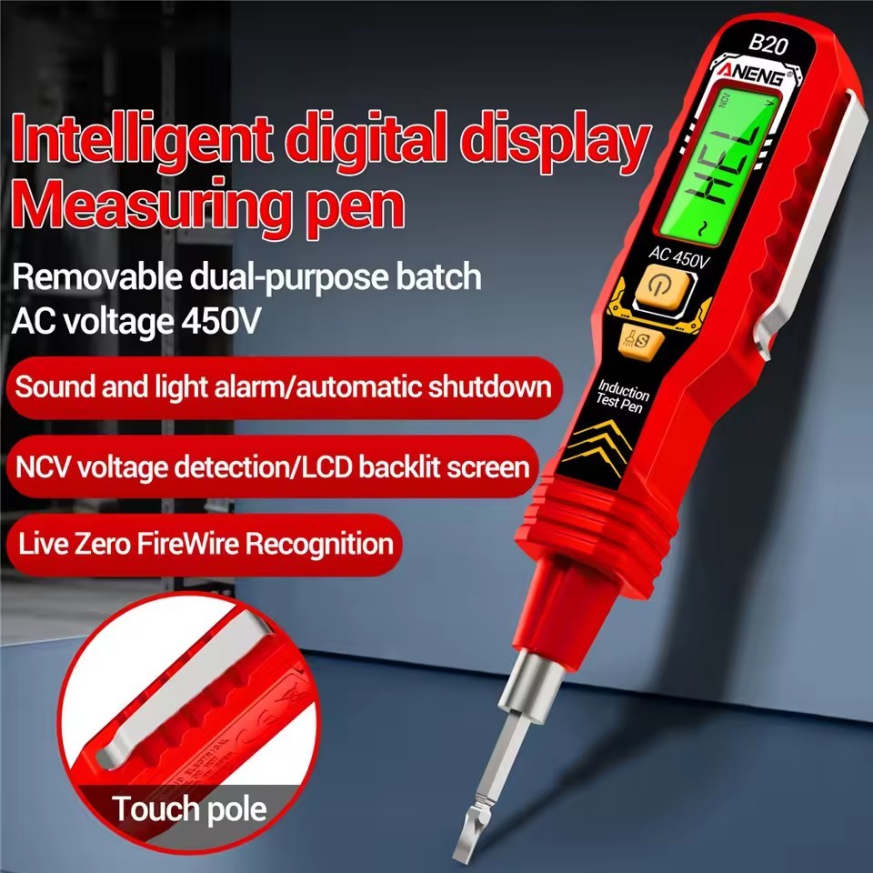 Smart Pen Type AC Voltage Detector NCV 12~400V Voltage Tester for Live/Null Wire with Flashlight LCD