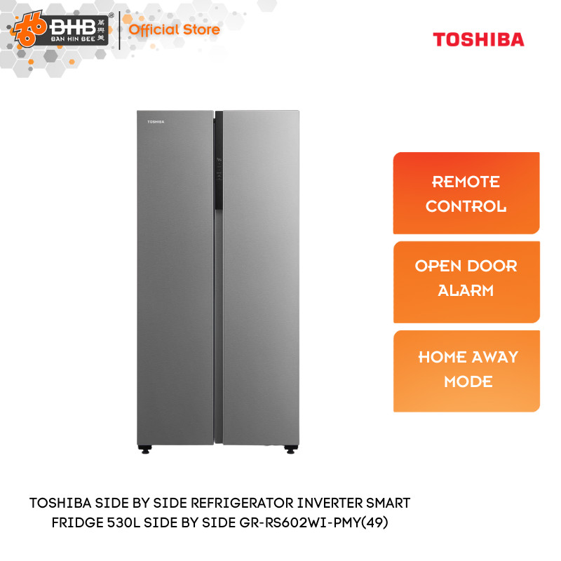 Toshiba Side By Side Refrigerator GR-RS602WI-PMY(49) Inverter Open Door Alarm Home Away Mode GRRS602WIPMY49 Peti Sejuk