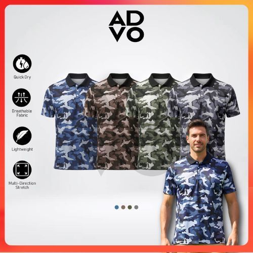 ADVO Camo Polo Tee Unisex Quick Dry Microfiber Polo T Shirts Polo Tee T-shirt Collar