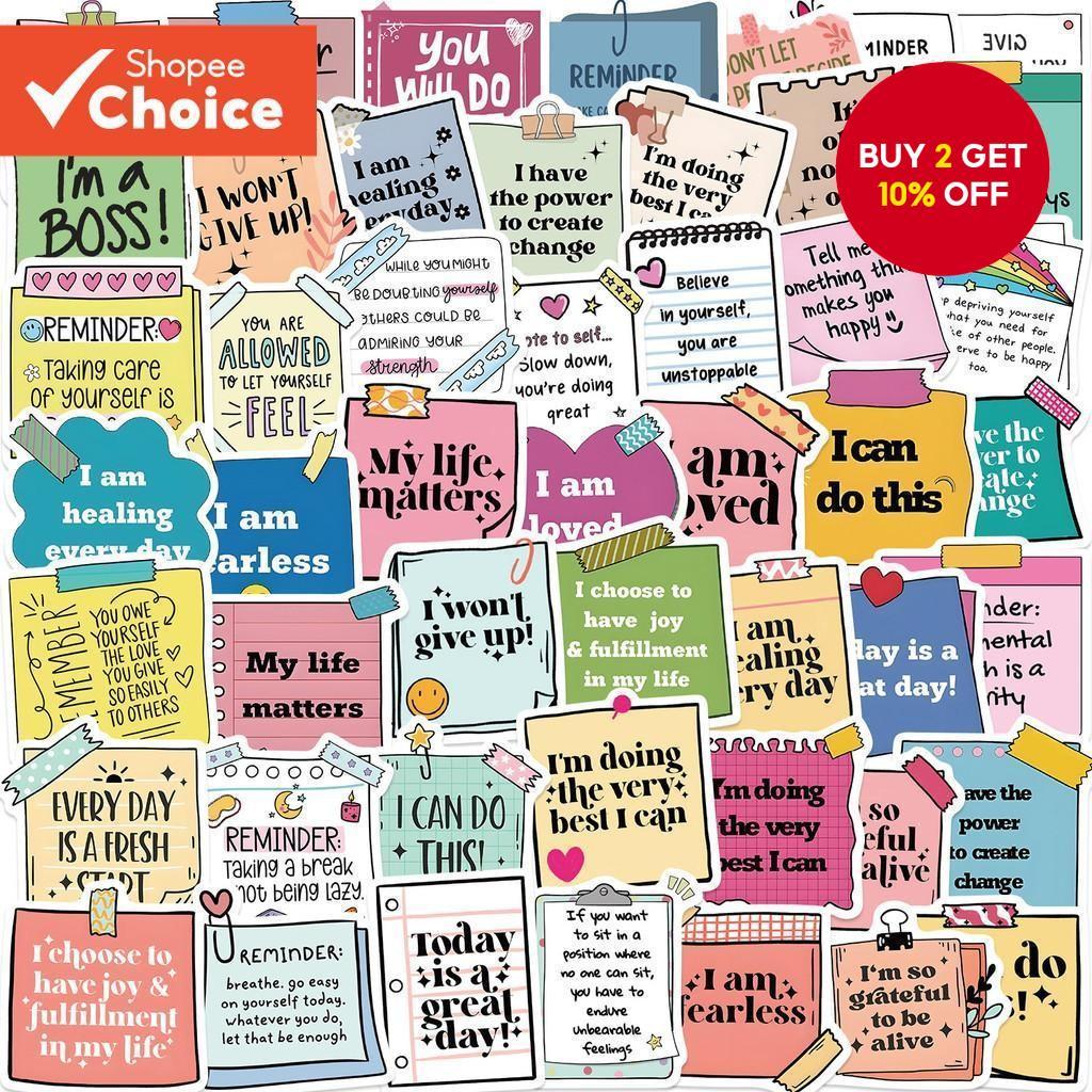 50PCS Motivational Quote Stickers - Waterproof Vinyl Decals for Laptop, Phone & Skateboard