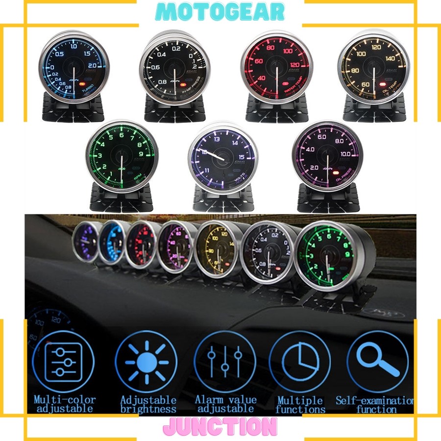 【Trending in Fashion】 MotoGear Defi Advance A1 Gauge 60mm Defi Meter 7 Colors Water Temp Gauge Temp /Turbo Boost / Pressure / Voltage /Vacuum Gauge