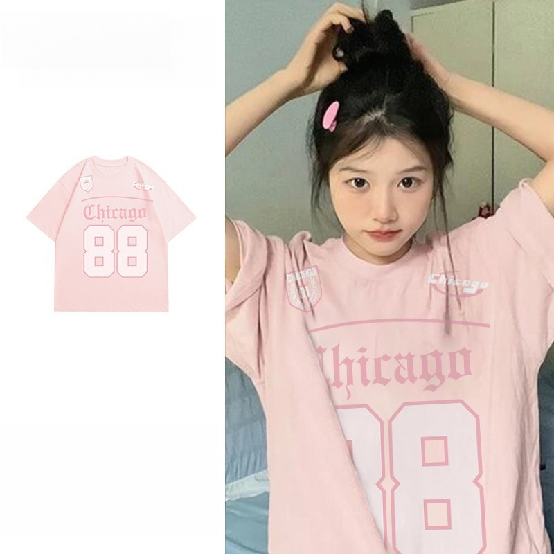 Maise Cotton Loose Unisex baju t shirt perempuan tshirt oversize korean style woman t shirt Pink trendy digital print