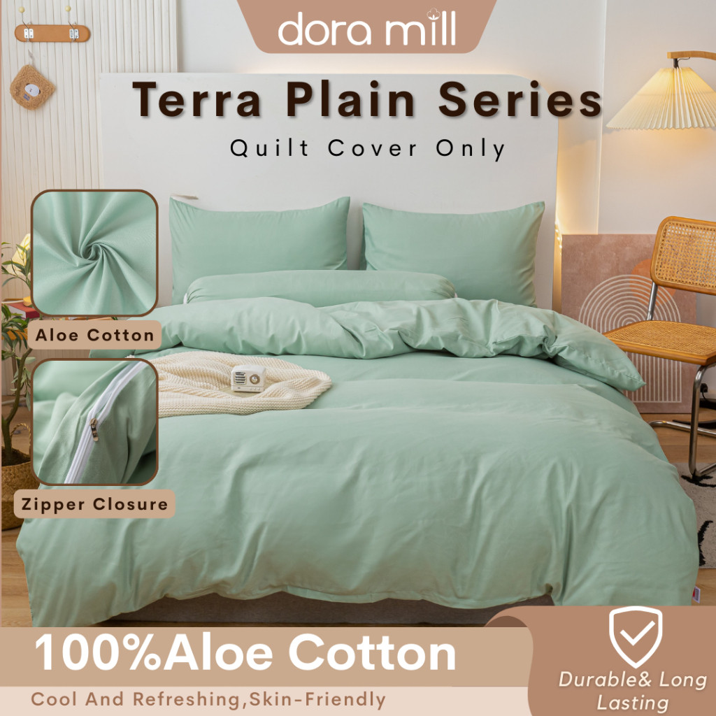 DORAMILL Terra Plain Series Premium Cotton Quilt Cover 880TC Single Queen King Sarung Comforter #BNP