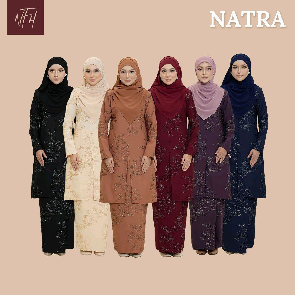 NFH - NATRA baju kurung cantik moden material cotton rossa with embroidery