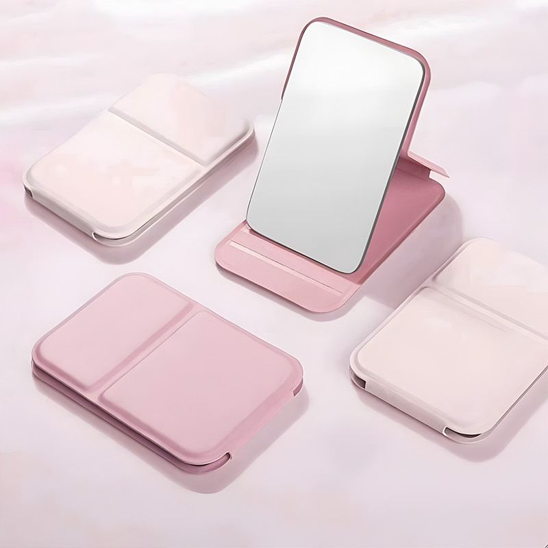 Foldable PU Leather Makeup Mirror Mini Portable Handheld HD Cosmetic Mirrors Cermin Boleh Lipat 折叠镜子