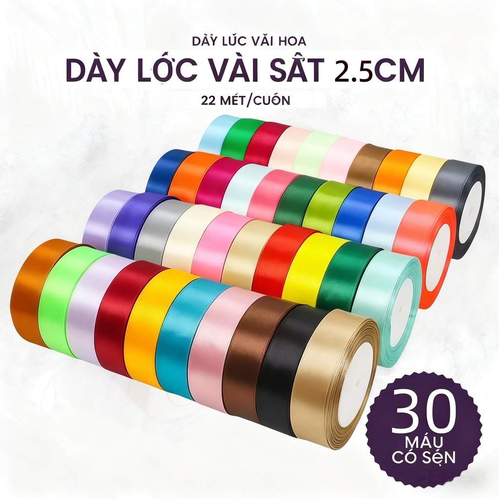 [22M] 2.5CM Satin Ribbon Riben Reben Ribben Satin Organza Gift Flower Bouquet Decoration Birthday Hadiah