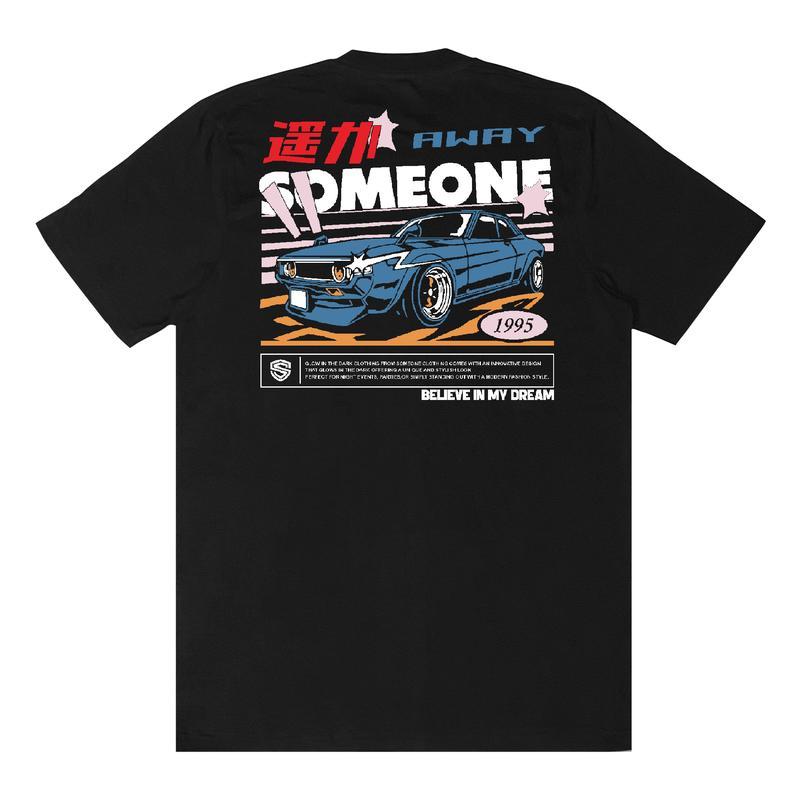 Seseorang T Shirt Glow In The Dark 394D Muscle Car Hitam Lelaki Wanita Kapas T-shirt