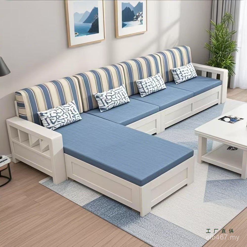 Concubine Small Apartment Storage Sofa Sofa Combination Living Room White Winter Summer Dual-use Modern Simple All Solid Wood High Box A4ZV