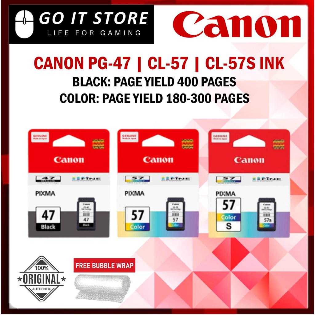 CANON PG-47 BLACK CL-57 COLOR CL-57S COLOR Original Ink Cartridge E410 E460 E470 E480 E4270 E4570 E3370 PG47 CL57 CL57s
