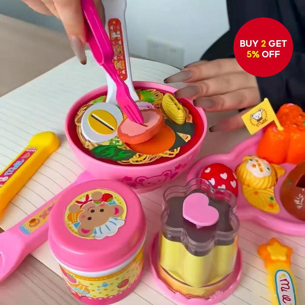  Japanese Meru Noodles Pretend Play Set! Fun Kids Cooking Toy for Girls Boys Interactive Ice Cream Kitchen Food Toys Perfect Gift  Set Mainan Pretend Play Mi Jepun Meru! Mainan Dapur Ais Krim Interakt
