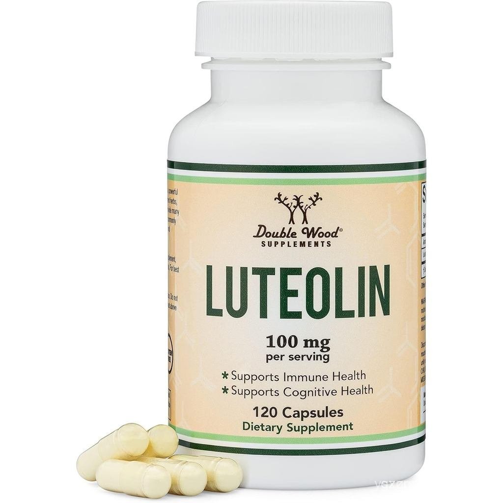 Double Wood Supplements Luteolin Supplement 100mg Servings of Bioactive Flavanoids (120 Capsules, Gluten Free) Potent Polyphenols Flavonoid for Brain and Cardiovascular Support