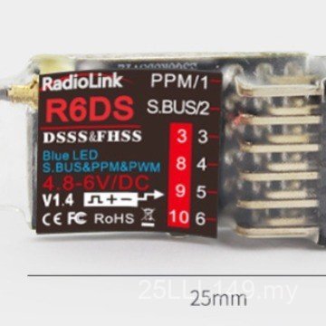RadioLink R6DS V1.4 Mini Penerima 6 Saluran Serasi dengan AT9S AT9S PRO AT10II