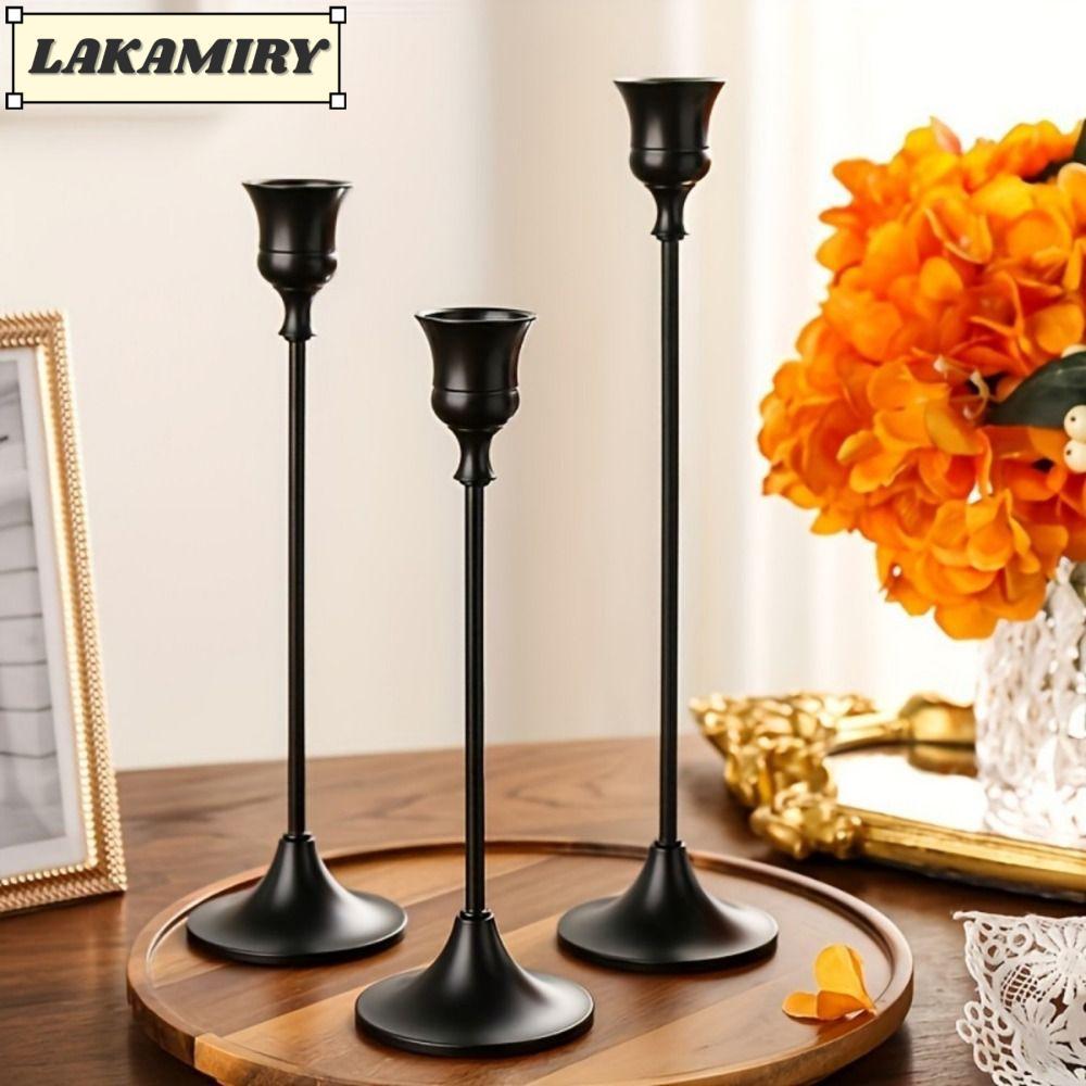 LAKAMIRY Vintage Tabletop Candle Holders 1-3PCS - Metal Aluminum Candlestick for Home Hotel Decoration, Elegant Candlelight Dinner Props