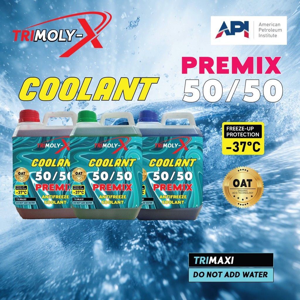 TRIMOLY-X Premixed READY TO USE Long-Life ANTIFREEZE Coolant Radiator 50/50 Red/Green/Blue (2L) DO NOT ADD WATER