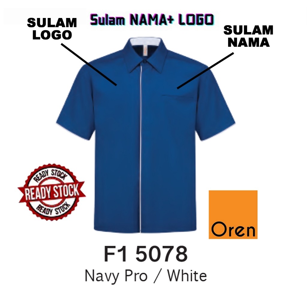 BAJU KORPORATE LELAKI BIRU GELAP LENGAN PENDEK F15078 JENAMA OREN SPORT