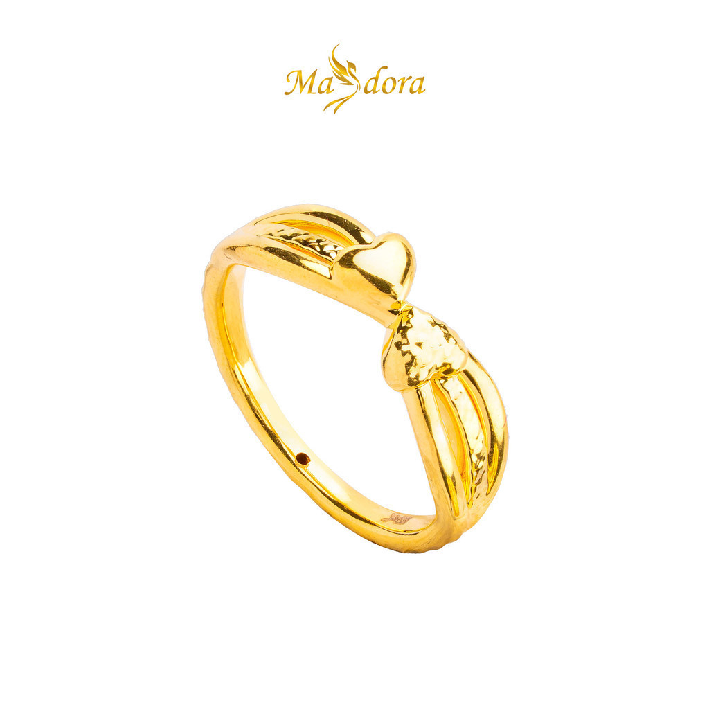 MASDORA 916 Gold Ring Rings Cincin Emas ~ HG Golden Slanted Bow (EMAS 916/22K)