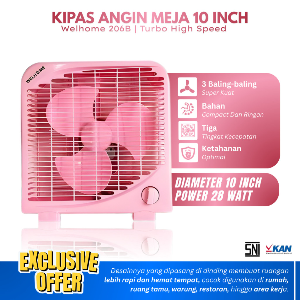 10 Inch Desk Fan welhome 206B Box Fan Desk Fan 10 Inch 10 Inch Table Fan Energy Saving Fan