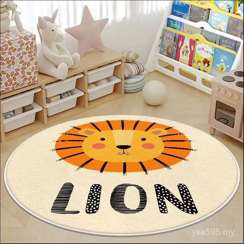 Cartoon Climbing Mat Carpet Reading Area Bedroom Children Washable Round Bedside Imitation Cashmere Carpet FBDW