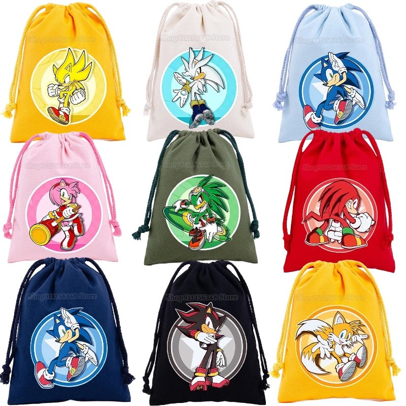 New Sonic drawstring bag cartoon storage bag gift bag plush cloth bag