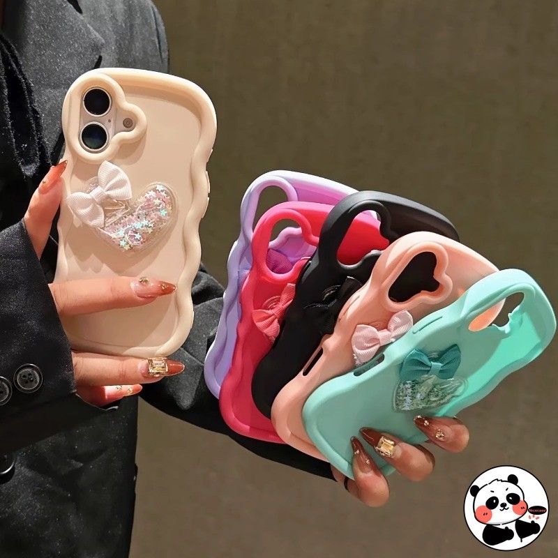 Cute 3D Glitter Love Phone Case For itel Vision 3 2 2S 1 Plus S25 Ultra S23 S18 S17 P38 P37 Pro P36 City 100 5G 4G Cover Candy Color Bow Wave Shockproof Soft Casing