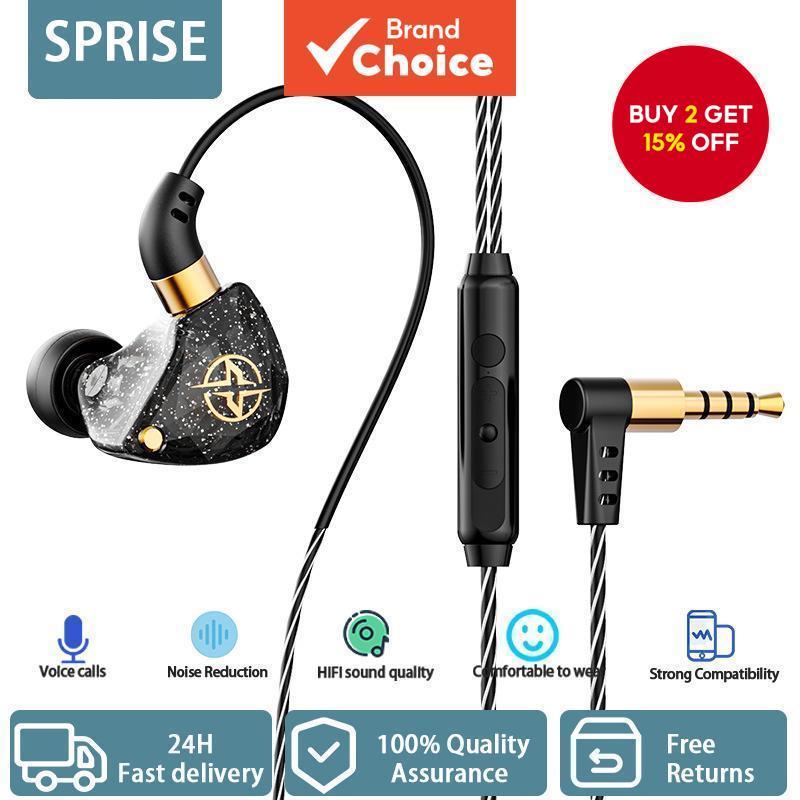 SPRISE New X6 Dynamic In Ear Earphones Deep Bass Mic Stereo Wired 3.5mm Black Blue Purple Pink Green For Study ASMR Online Class