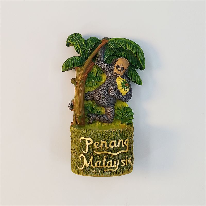 【Shipment within 24 hours‌】 Magnet Peti Sejuk Hiasan Kreatif Hiasan Peti Ais 3D Magnet Hiasan Peti Ais Mini Hadiah Cenderamata Pulau Monyet George Town Pulau Pinang Hiasan Dapur Moden Unik Vintage Klasik Design Minimalist Kecil Simpel Kreatif Istimewa Ele