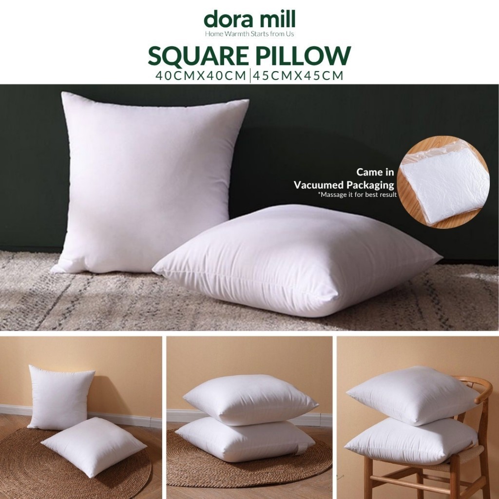 DORAMILL Square Cushion Hotel Pillow Hollow Inner Fill Throw Square Home Sofa Pillow Bantal SP