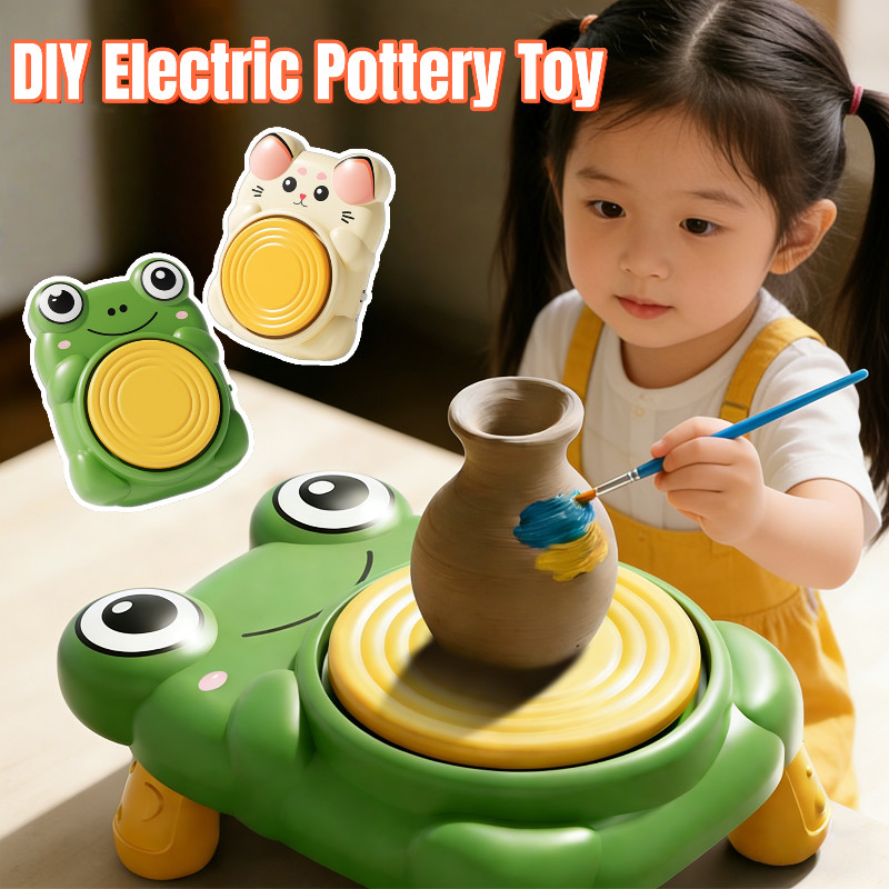 Kids DIY Electric Pottery Toy No-baking Ceramic Toy Clay Toy Handmade Pottery Making Educational Toy