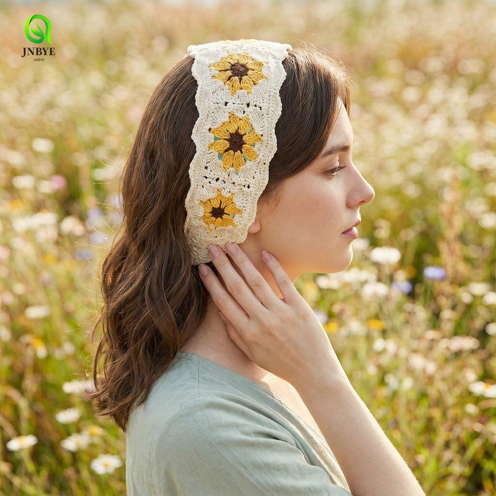 JNBYE Knitted Headband, French Retro Long Knit Turban, Sweet Mushroom Floral Strawberry Women Hair Scarf Summer