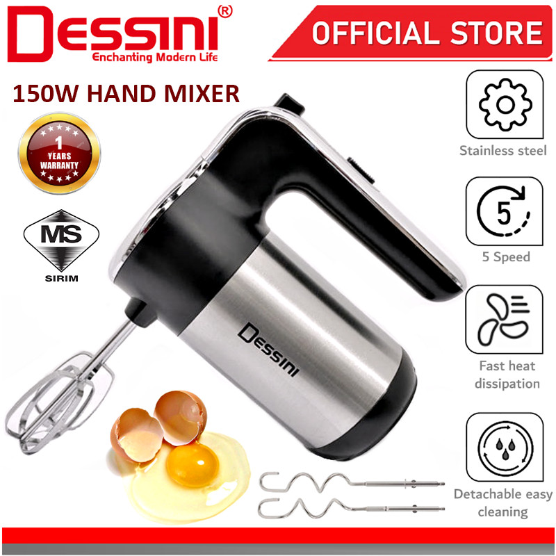 DESSINI ITALY 5 Speed Electric Hand Mixer Egg Beater Blender Grinder Processor Dough Whisk Mesin Pengadun Bancuh Telur