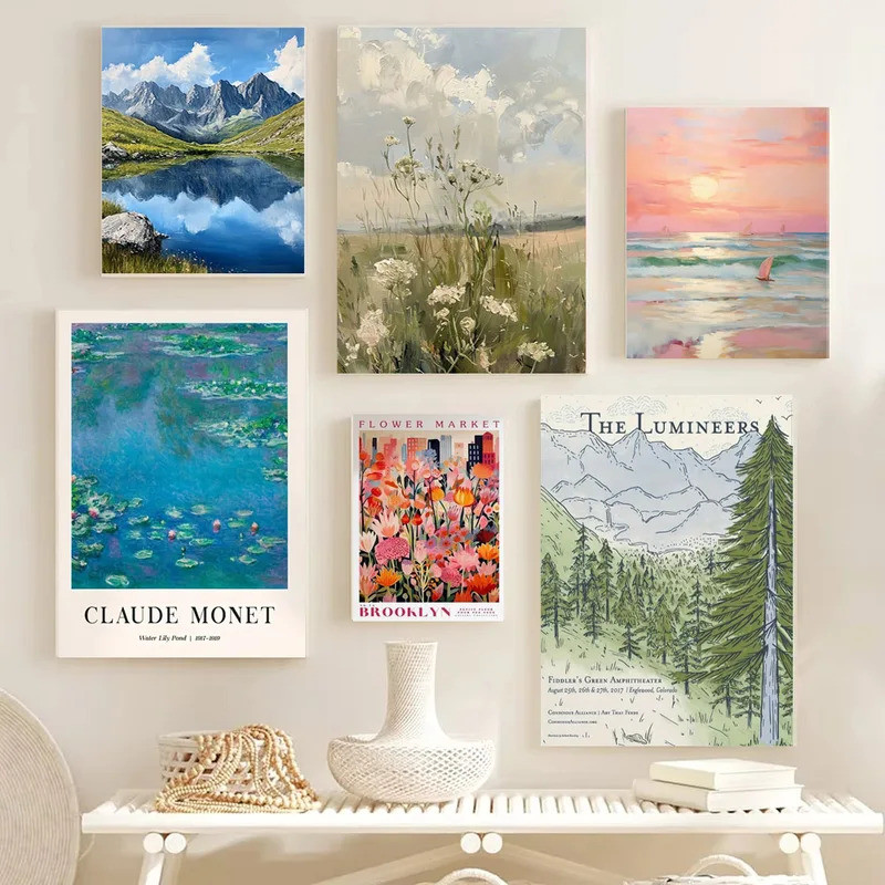 1 Simple Landscape Wall Art, Green Landscape Window, Natural Modern Canvas Poster Print…