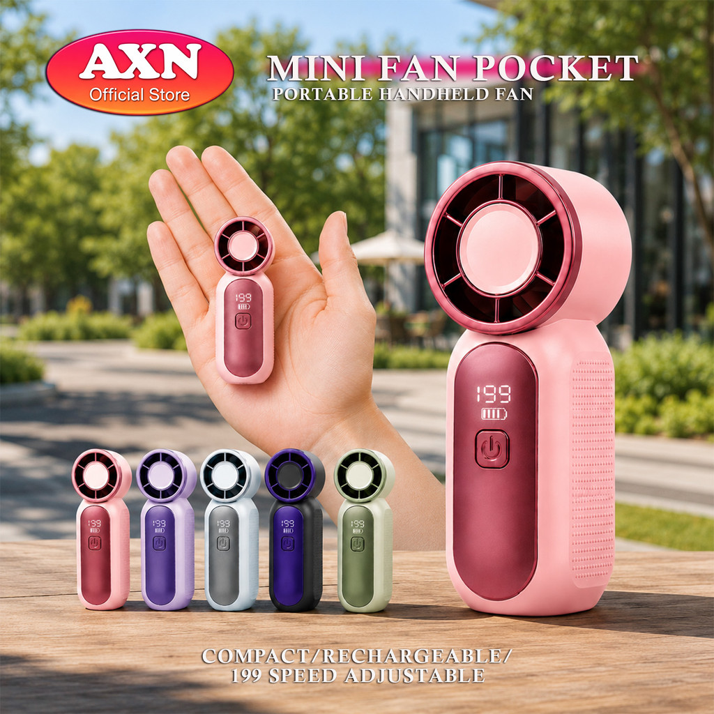 Axn【1PCS】Kipas 199 Speed MINI Portable Handheld Fan Mini kipas USB Rechargeable CoolingFan, kipas Pocket Outdoor Camping
