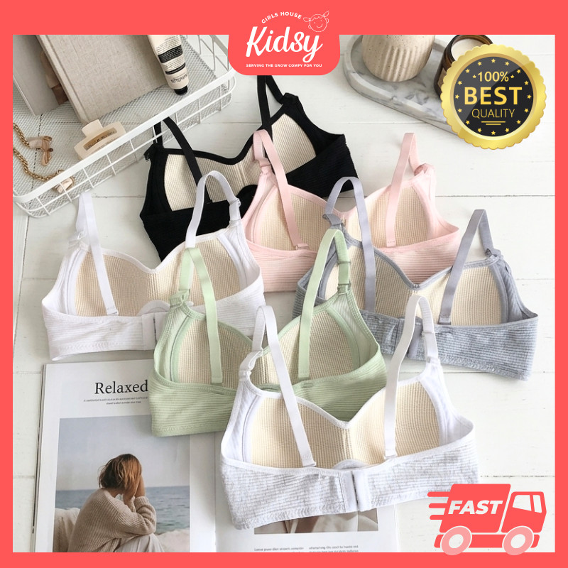 Kidsy 16y+ Soft Wireless Bra for Teen & Adult – 32-38AB Push Up Anti-Sagging Adjustable Straps Seamless Non Underwire