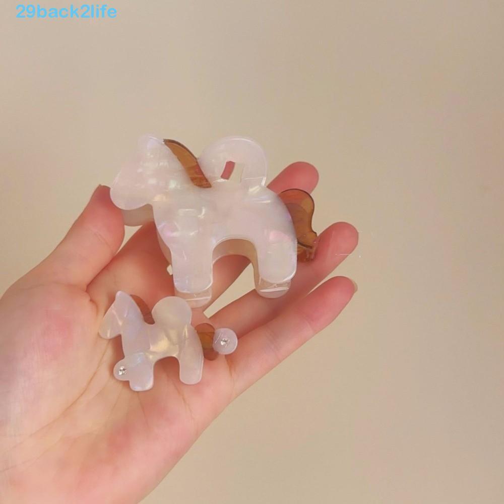BACK2LIFE 2 PCS Acetic Acid Hairpins, Barrettes Waterproof Horse Shark Clip, Zodiac Year Headwear Rhinestone Acetate Hair Clip Hair Accessories Foal Side Clip Party