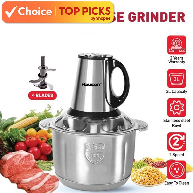 Hauson 3L Electric Meat Grinder 5000W | Hauson Mesin Pengisar Daging Elektrik 3L 5000W | Hauson 3L 电动绞肉机 / 食物搅拌机 5000W