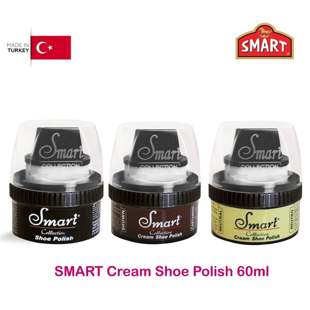 SMART Cream Shoe Polish 60ml with Sponge Applicator I Made In Europe