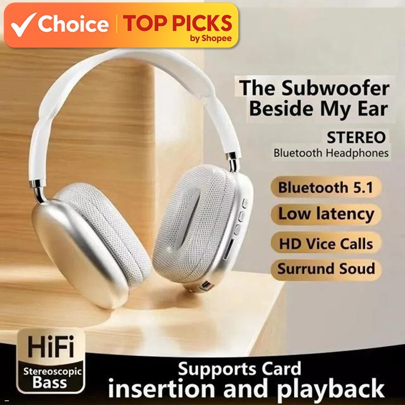 P9 Wireless Bluetooth Sports Headphones with Mic & Noise Reduction | On-Ear Stereo Headset