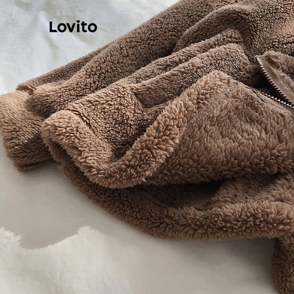 (Trendy) Lovito Casual Plain Zipper Basic Coat for Women LNE29211 (Apricot/Brown/Light Khaki/Black) Lovito Mantel Basic 