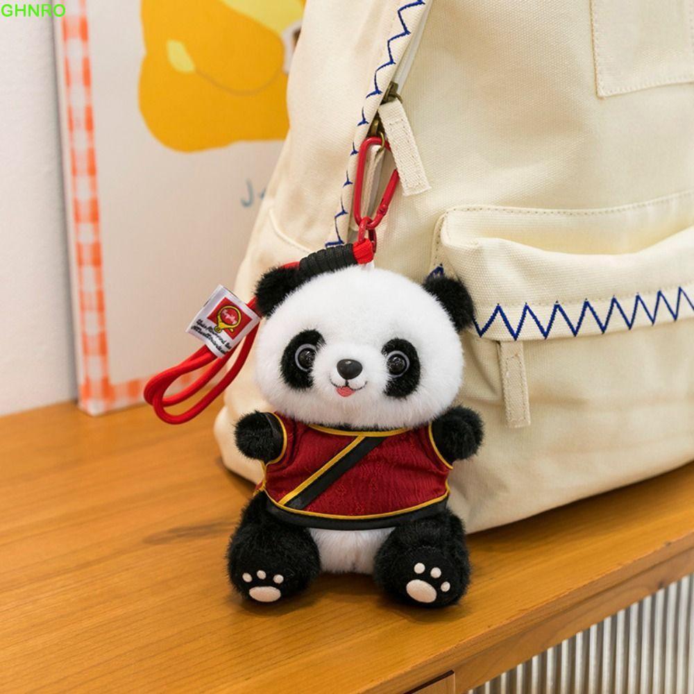GHNRO Plush Panda Pendant, Keychain Soft Pillow Panda Plush Toy, Boys and Girls Cartoon Silk Hanfu Chinese Style Stuffed Animal Toys Kids Toy