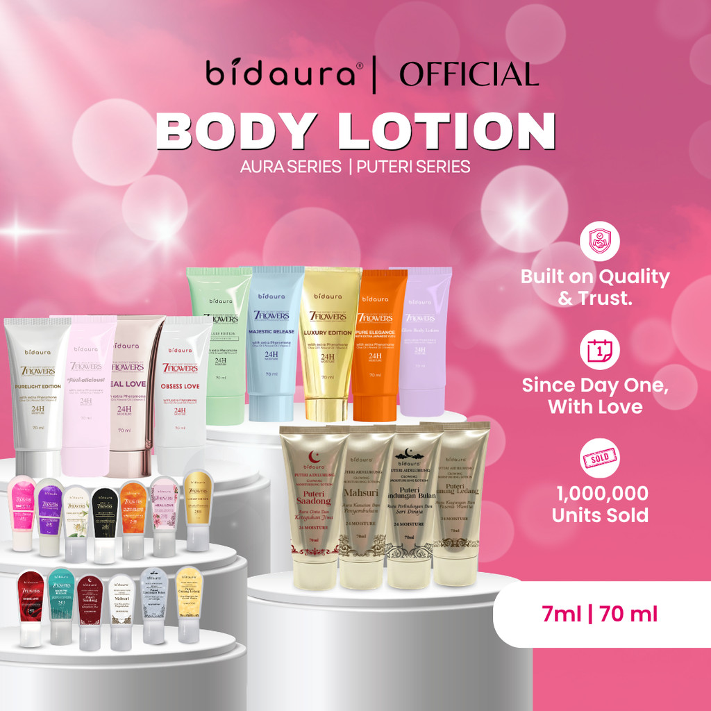 Bidaura - Glow Body & Hand Lotion - Trial 7ml - Standard 70ml - All Series - Aura Series - Puteri Series - Wangi