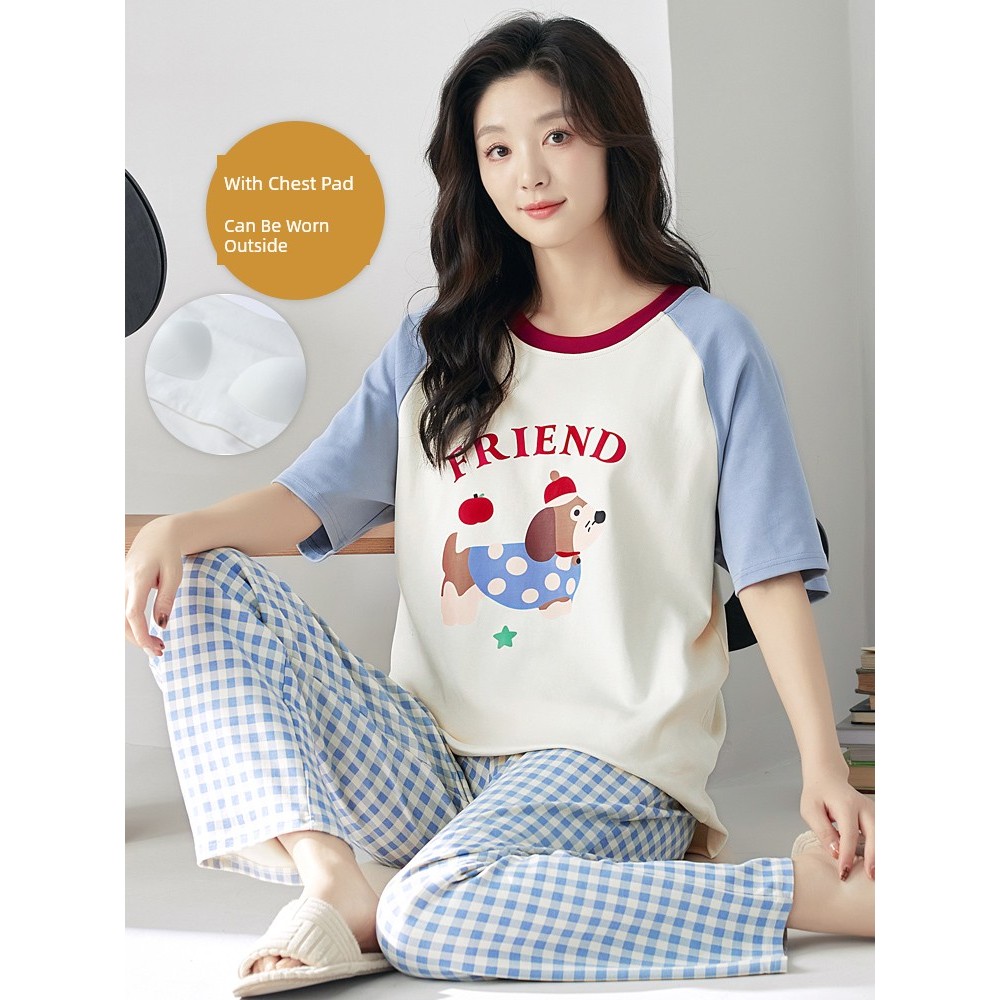 baju tidur perempuan pyjamas women Comfortable Chest Pad One-Piece Pajama Set - Ideal Lounge wear for Ladies &amp; Students
