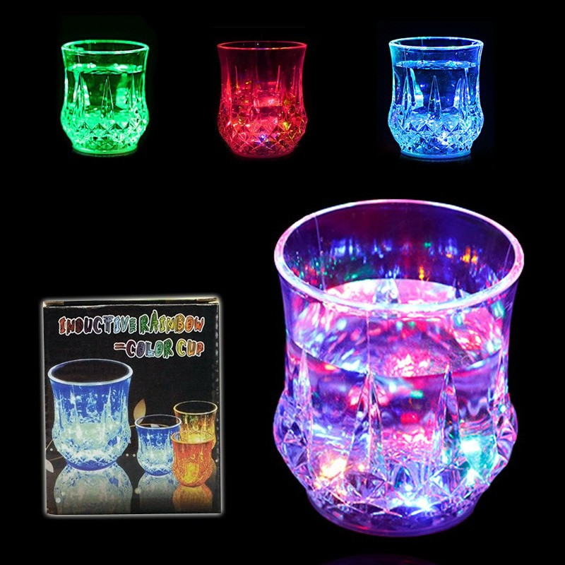 LED Rainbow Color Changing Inductive Cup Flashing Beverage Wine Drink Bar Decorative Colour Novelty Gift