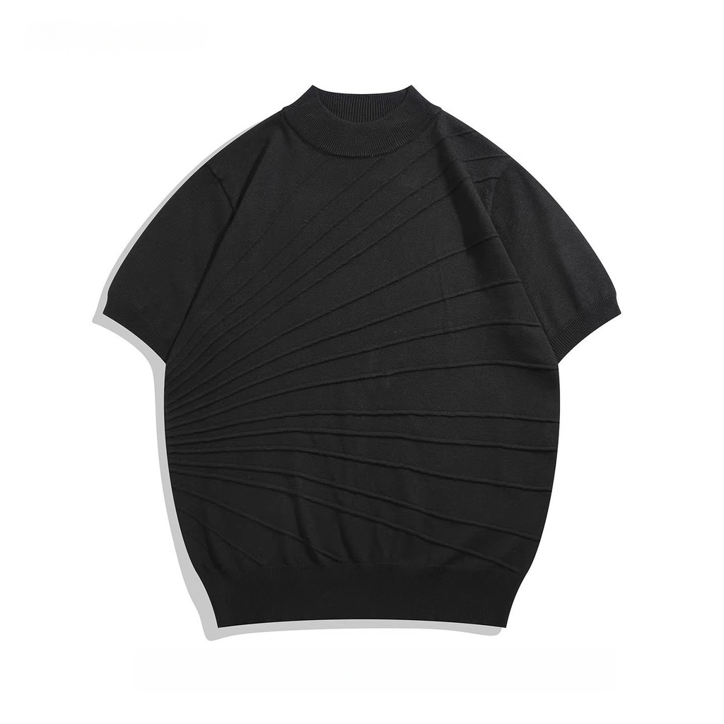 Old Money Style Loose Thread Light Wool Sculpture Breathable Jacquard Mid-Neck Sweater Men cleanfit Wool Knit