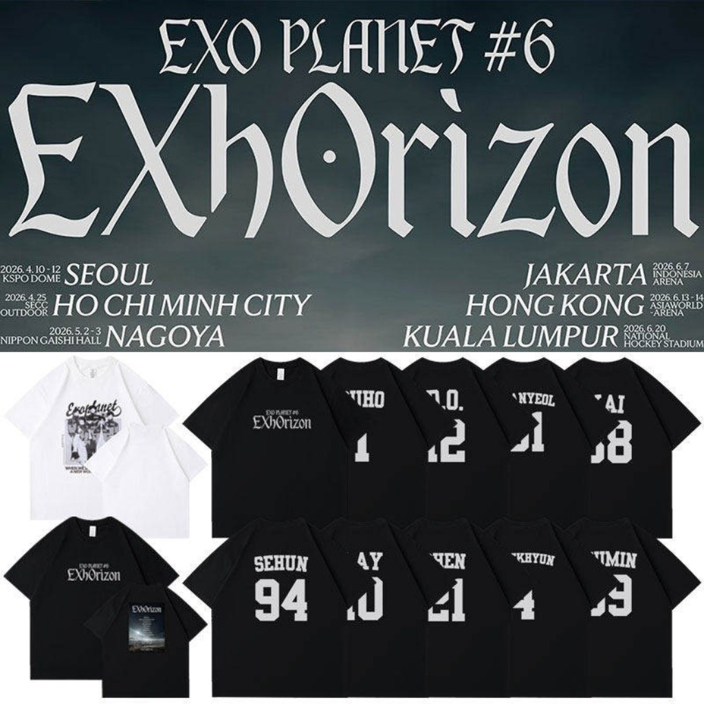 Baju EXO PLANET6 EXhOrizon TOUR T-shirt Merchandise Fans Commemorative T-shirt Unisex Cotton TOP